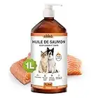 Ukko Huile de Saumon pour Chiens et Chats 100% Naturelle - Saumon pressé à Froid Riche en oméga 3-6-9 et Vitamine E - Distributeur Pratique de 1 Litre