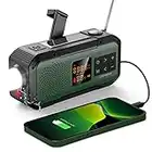 Petite Radio d'urgence à manivelle, Haut-Parleur Bluetooth étanche, Radio AM-FM numérique Portable avec Lampe de Poche, Lampe Flash, powerbank 2000mAh, Radio à manivelle Solaire et Rechargeable