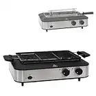 Ultratec 3 en 1 Barbacoa de mesa con asador y parrilla para pollo, kebab, tecnología infraroja para emisió hum baja e incluso parrilla en interiores y exteriores, incluidos accesorios, Plateado/Negro