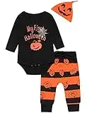 Baby Boys' Outfit Halloween Pumpkin Costume Long Sleeve Pants Set(0-3 Months) Black