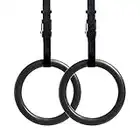 REEHUT Anelli da Ginnastica W/Cinghie Regolabili, Fibbie in Metallo e Manuale d'uso - Ginnastica a casa (Set di 2) - Antiscivolo - Nero