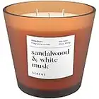 Hidden Label Large Scented Candle, Sandalwood & White Musk, 30oz 3 Wick Huge Candle, Serene Collection Slow Burn Natural Soy Candles for Home Scented