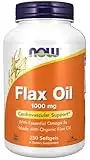 NOW Supplements, Flax Oil 1,000 mg made with Organic Flax Oil, Cardiovascular Support*, 250 Softgels