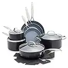 GreenPan Valencia Pro Hard Anodized Healthy Ceramic Nonstick 11 Piece Cookware Pots and Pans Set, PFAS-Free, Induction, Dishwasher Safe, Oven Safe, Gray