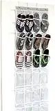 24 Pockets - SimpleHouseware Crystal Clear Over The Door Hanging Shoe Organizer, Grey (162.6 cm H x 48.6 cm W)