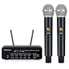 Riworal Wireless Microphone System Dual Channel Handheld Cordless Mic Set with Echo/Bluetooth Music/Volume Adjust Karaoke Dynamic Mic Wireless 160ft 260ft Range for Smart Tv Home Theater Sound Bar
