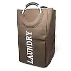 allgala Canvas Like Laundry Bag with Aluminium Handle-Brown-LB80506
