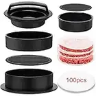 Luxiv 3 in 1 Burger Press, Hamburger Patty Maker Stuffed Burgers Press with 100p Burger Paper for BBQ Non-Stick Sliders Beef Burger Press (Black)