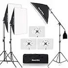 Softbox Lighting Kit MOUNTDOG Photography Studio Lights Soft Box Kit with Boom Arm Stand Kit 20"X28" Light Box 4-in-1 Sockets and 12 Light Bulbs for Video Photo Portrait