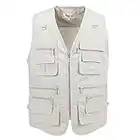 LUSI MADAM Men's Poplin Outdoors Travel Sports Multi-Pockets Work Fishing Vest X-Large Greenish-White