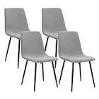 CangLong Fabric Cushion Seat Back, Modern Mid Century Living Room Side Metal Legs Dining Chair, Set of 4, Grey