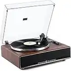 1 BY ONE Plattenspieler mit Integrierten Lautsprechern Bluetooth 33/45 U/min Riemenantrieb MM Vinyl Record Player mit Auto-Stopp Funktion Phono-Vorverst?rker