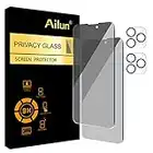 Ailun 2Pack Privacy Screen Protector for iPhone 14 Pro Max[6.7 inch] + 2 Pack Camera Lens Protector, Sensor Protection, Dynamic Island Compatible, Anti Spy Private Tempered Glass Film, Case Friendly, [9H Hardness] - HD [Black] [4 Pack]