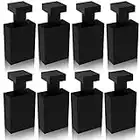 Foraineam 8 Pack 30ml / 1 oz. Black Refillable Perfume Bottles, Portable Square Empty Glass Perfume Atomizer Bottle with Spray Applicator