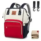 Balcony&Falcon Baby Oxford Diaper Bag with Changing Pad & Stroller Straps Multifunction Waterproof Stylish Travel Backpack Larger Maternity Backpack Nappy Bag for Mum&Dad -Red