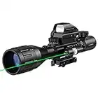 MidTen 4-16x50 AO Scope Dual Illuminated Optics & IIIA/2MW Laser Sight & 4 Holographic Reticle Red/Green Dot Sight (Green)