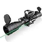 XOPin 4-16x50AO Rifle Scope Combo Dual Illuminated with Green Laser Sight 4 Holographic Reticle Red Dot for Rail Mount