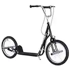 HOMCOM Youth Scooter Adult Teen Kick Scooter Kids Children Stunt Scooter Bike Bicycle Ride On 16" Pneumatic Tyres (Black)