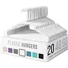 NEATERIZE Plastic Clothes Hangers-Durable Coat and Clothes Hangers-Vibrant Color Hangers-Lightweight Space Saving Laundry Hangers-20, 40, 60 Available (20 Pack - White)