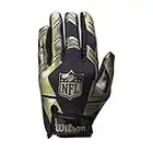 Wilson American Football Receiver-Handschuhe NFL STRETCH FIT RECEIVERS GLOVE, Einheitsgröße, schwarz/Gold, WTF930600M