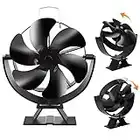 Xmasneed Log Burner Fan, 6 Blade Wood Stove Fan, Fireplace Fan with 180° Up and Down Rotation, Silent Motors, Push Horizontal Air Flow, Heat Powered Woodburner Fan for Wood/Log Burners/Gas/Pellet/Log