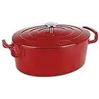 Sitram COCOTTE ovale en fonte émaillée grande capacité 6,5 litres - Extérieur rouge brillant, intérieur noir mat - toutes sources de chaleur y compris induction et four - 711088