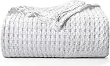 Utopia Bedding Cotton Waffle Blanket 300 GSM (White - 90x90 Inches) Soft Lightweight Breathable Bed Blanket Queen Size Layering Any Bed for All Season