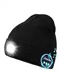 Wmcaps Bluetooth Cappello con Luce LED Ricaricabile, Berretto Musicale con Torcia a LED Tecnologia Uomo Donna Idea Regalo per Ciclismo Campeggio Escursionismo (Nero)