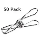 Skroad 50 Pack Clothes Peg, Stainless Steel Clip Pin Set for Clothes Sock Hanger Laundry, Bag Sealing, Desk Organization, Daily Use