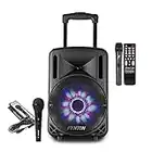 Portable PA System Active Speaker Battery Powered Bluetooth & 2x Microphones 10"