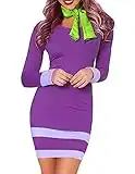 For G and PL Women's Halloween Scooby-Doo Daphne Costume Dress with Scarf Purple XL