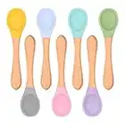 Vicloon Cucchiaio per Bambini, 7Pcs Cucchiaino Svezzamento in Silicone, Cucchiai per Alimentazione per Neonati, Posate Cucchiaio Porridge per Bebè, Ecologico e Senza BPA