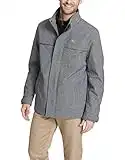 Dockers Men's Soft Shell Stand Collar Zip Front Jacket W. Attached Fleece Bib, Heather Grey, L