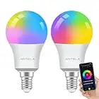 ANTELA Ampoule Connectée WiFi E14 A60 9W Ampoule LED Intelligente RGB+CCT 2700K-6500K Compatible avec Alexa, Google Home, Commande Vocale, 2 PCS