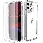 ORETECH Funda Transparente para iPhone 11 (6.1"), con [2x Vidrio Cristal Templado y 1x Cámara Protector de Pantalla] Silicona PC Bumper Carcasa Antichoque Anti-Arañazos Caso Case para iPhone 11, Clara