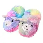 Yinbwol Toddler Boys Girls Fuzzy Slippers Cute Unicorn Tie Dye Cartoon Animal Warm Cozy Plush Indoor Slip-on Kids House Shoes