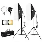 OMBAR Softbox Fotografía Kit para Estudio Fotográfico 45W 2700K-5500K E27 Iluminación Fotográfica, con 2 Softbox 50×70cm y 2 Cabezas de Luz para Fotografía, Fotos, Vídeos y Transmisión en Vivo