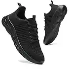 Kvovzo Womens Lace up Tennis Shoes Non Slip Lightweight Work Gym Shoes Ladies Walking Running Sport Sneakers, All Black, 7