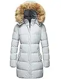 WenVen Women's Winter Long Puffer Coat Parka Outwear with Fur Hood (Grey, L)