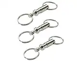 3 PCS Silver Detachable Iron Alloy Double-end Pull Rings Key Chains Heavy Duty Snap Lock Key Collectors Portable Separable Keys Ring Organizers Holders Hooks for Home Office Outdoor Split Rings