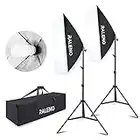 RALENO Softbox Photography Lighting Kit 20"X28" Photography Continuous Lighting System Photo Studio Equipment with 2pcs E27 Socket 5500K Bulb,Photo Model Portraits Shooting Box