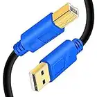 Printer Cable 10Ft,Hanprmee USB 2.0 High Speed Gold-Plated Connectors Printer Scanner Cable Cord A Male to B Male for HP, Canon, Lexmark, Dell, Xerox, Samsung etc (Blue)