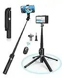 Selfie Stick Tripod, Perkisboby 55'' Phone Tripod & Selfie Stick Tripod with Rechargeable Remote, Cell Phone Tripod Stand & Extendable Travel Tripod for iPhone/Android/GoPro, Portable and Compact