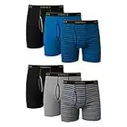 Hanes Boxer Briefs, Cool Dri Moisture-Wicking Underwear, Cotton No-Ride-up for Men, Multi-Packs Available, 6 Pack - Striped Assorted, Large