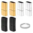 Armband Verschlüsse Magnetic Endkappen zur Schmuckherstellung in Edelstahl Rectangle für Lederseil Halskette Lederband Schnalle Bohrung: 12x6mm