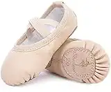 Scarpette da Danza Classica in Pelle Scarpe da Ballerina Mezza Punta Suola Spezzata per Bambina Ragazze e Donna Beige 38