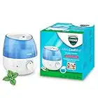 Vicks Mini Cool Mist ultrasonic humidifier - Adjustable mist control - 1.8 L Tank - Home use in bedrooms, offices, nurseries - Rooms to 15m2 - Quiet operation - Essential oil pads included - VUL525