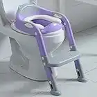 Asiento de entrenamiento para orinal para niñas, asiento de inodoro para niños, asiento para orinal con taburete (gris/púrpura)