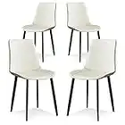 Ironalita White Dining Chairs Set of 4, Faux Leather Mid Century Modern Chairs with Metal Chair Legs, Kitchen Side Chairs for Dining Room, Restaurant, Living Room, Waiting Room, Bedroom