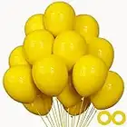 100pcs Yellow Balloons, 12 inch Yellow Latex Party Balloons Helium Quality for Gender Reveal,Birthday Party, Baby Shower,Wedding, Halloween Party Party Decoration (with Yellow Ribbon)…